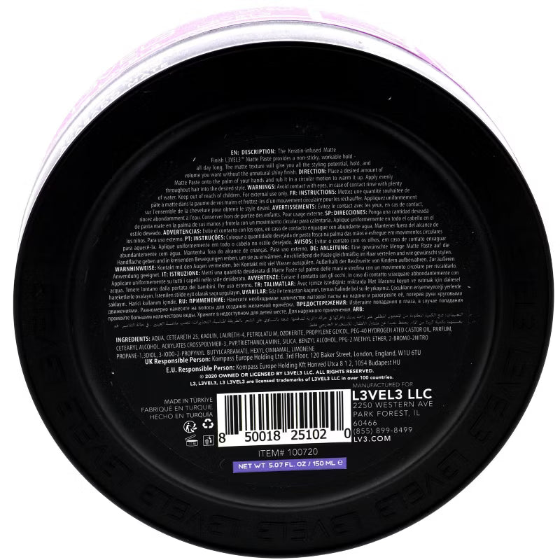 L3vel 3 Paste, Matte Finish Styling Paste 5.07oz