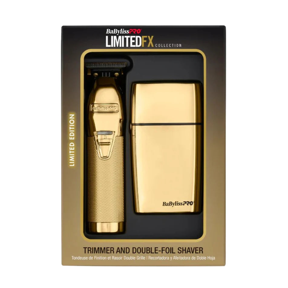 BaBylissPRO LimitedFX Gold Trimmer & Double Foil Shaver Combo