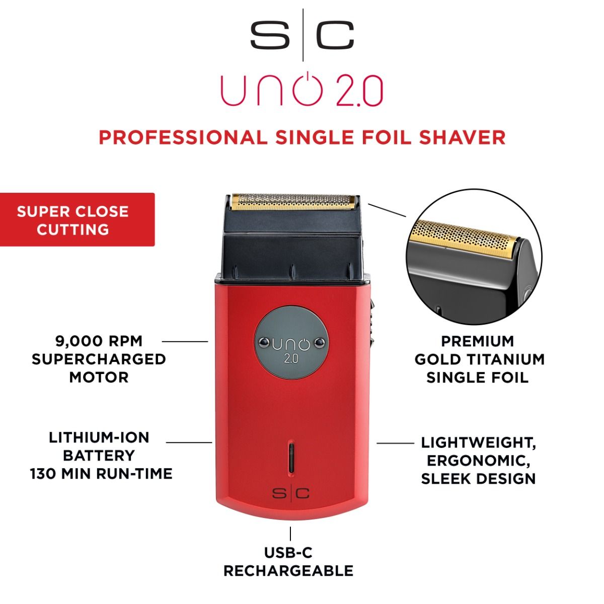 StyleCraft Uno 2.0 Professional Single Foil Shaver with Supercharged Motor
